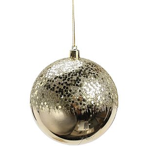 Bola de Natal com Glitter Ouro Liso 8cm - 6 Un
