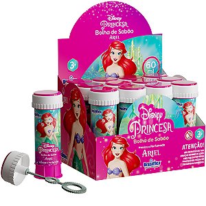 Lembrancinha Infantil - Bolhas de Sabão com Jogo Disney Sereia Ariel - 1 Tubo com 60ml