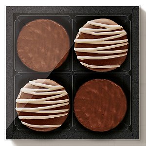 Caixa Para 4 Pão de Mel 16,5x16,5x4cm Preto - 50 Un
