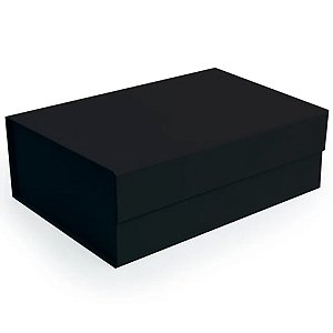 Caixa Rígida Dobrável Retangular com Ímã M Preto 29x21x9cm - 5 Un