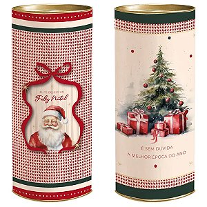 Lata Para Presente Rígida Sortido de Natal G 10x27cm - 1 Un