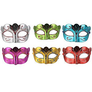 Máscara Carnaval Veneziana Cores Diversas - 1 Un