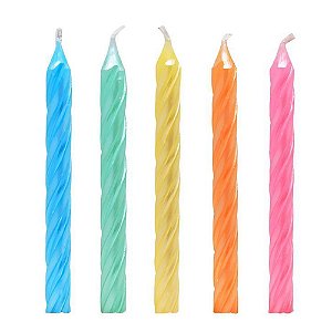 Vela Macaron Candy Color Colorida - 5 Un
