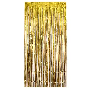 Cortina Metalizada Holográfica 100x200cm Dourada - 1 Un