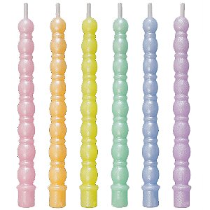 Vela Palito Espiral Metalizada Candy Color V241A - 6 Un