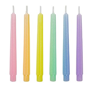 Vela Palito Espiral Metalizada Candy Color V241C - 6 Un