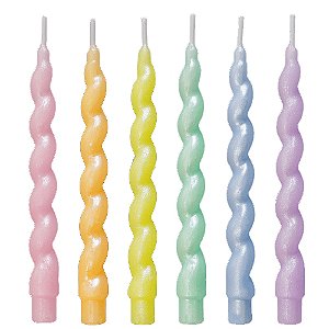 Vela Palito Espiral Metalizada Candy Color V241E - 6 Un