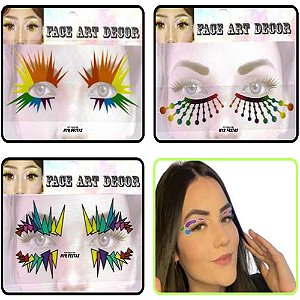 Adesivo Facial Colorido para Carnaval - Modelos Sortidos