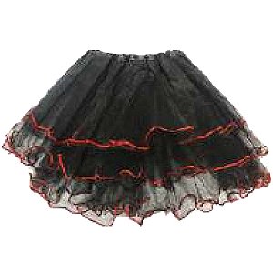 Saia de Tule Especial 30cm Preta e com Detalhe Vermelho