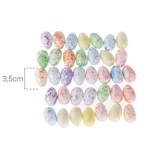 Ovinhos de Páscoa Coloridos Para Decoração 3,5cm - 50 Un
