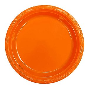 Prato Plástico Happy Line 15cm Laranja - 8 Un