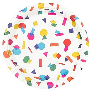 Prato de Papel 18cm Formas Geométricas Coloridas - 10 Un