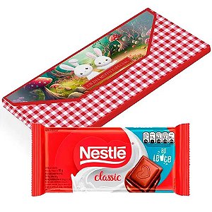Lembrancinha de Páscoa - Kit Caixa Doce Cartinha Contos de Páscoa c/ Barra de Chocolate Nestlé Classic 80g - 1 Un