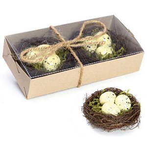 Ninho de Rattan com Ovos Rustic Marrom 8x8x5cm - 2 Un
