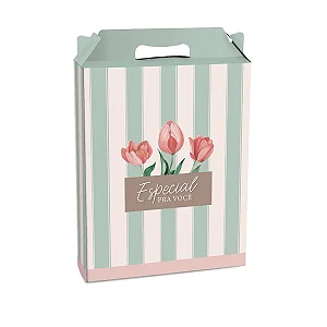 Kit Caixa Maleta Retangular Vertical Tulips P 15x6x18cm - 10 Un