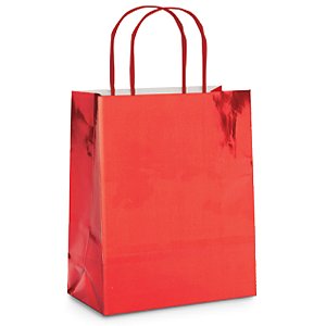 Kit Sacola de Papel Laminado Metal Brilho G 32x26,5x13cm Vermelho - 10 Un