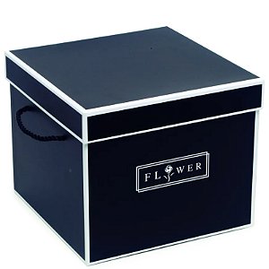 Caixa com Alça Flower 20x20x19cm Preto - 1 Un