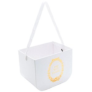 Caixa Quadrada com Alça Liso 16,5x12,5x12cm Branco - 1 Un