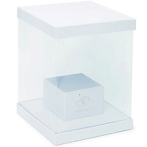 Caixa Quadrada com Tampa Liso 20x20x28cm Branco - 1 Un