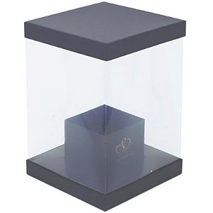 Caixa Quadrada com Tampa Liso 20x20x28cm Preto - 1 Un
