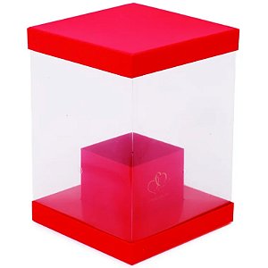 Caixa Quadrada com Tampa Liso 20x20x28cm Vermelho - 1 Un