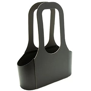 Caixa Sacola de Papel com Alça Liso 26,3x9,5x33,8cm Preto - 1 Un
