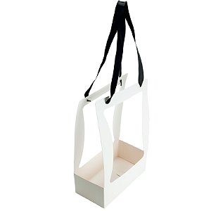 Caixa Sacola Vazada com Visor Liso 22x11,5x35cm Branco - 1 Un