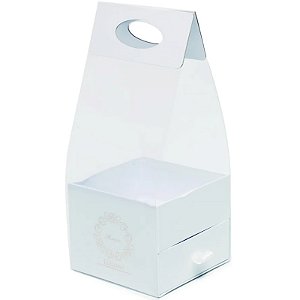 Sacola com Gaveta Liso G 15x15x12cm Branco - 1 Un