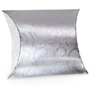 Kit Mini Caixa Almofada Glamour Prata P 8x2,4x7,5cm - 100 Un
