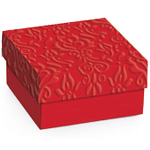 Kit Mini Caixa Quadrada Relevo Vermelho G 12x12x4cm - 50 Un
