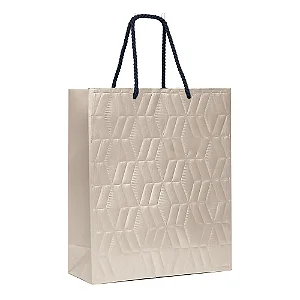 Kit Sacola de Papel Premium Relevo Marfim G 38x34x15cm - 10 Un