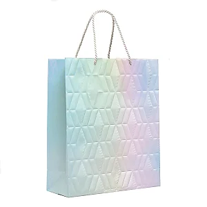 Kit Sacola de Papel Premium Relevo Nacarado G 38x34x15cm - 10 Un