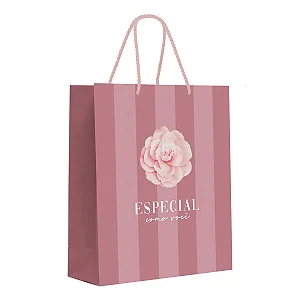 Kit Sacola de Papel Premium Camélia M 31x26x10cm - 10 Un