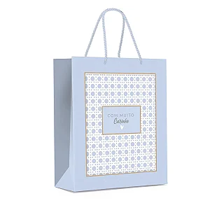 Kit Sacola de Papel Premium Paglia Azul P 23x19x10cm - 10 Un