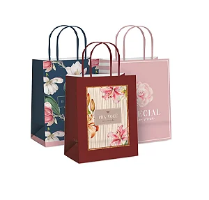Kit Sacola de Papel Feminino Romântico Sortido G 32x26,5x13cm - 10 Un