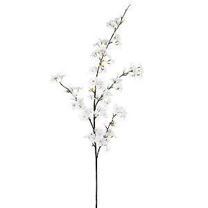 Flores Decorativas Permanentes - Flor de Cerejeira 1,05 Metros Branco - 6 Hastes