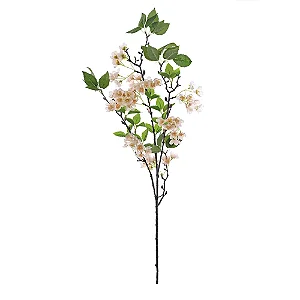 Flores Decorativas Permanentes - Flor de Cerejeira X72 95cm Bege - 6 Hastes