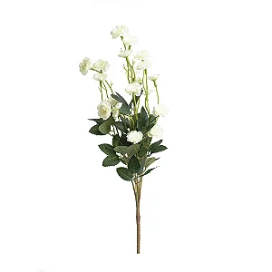 Flores Decorativas Permanentes - Haste de Mini Rosas X23 45cm Branco - 6 Hastes