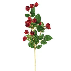 Flores Decorativas Permanentes - Haste de Rosas X15 70cm Vermelha - 6 Hastes