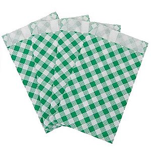 Saco de Papel Xadrez Junino 14x8cm Verde - 50 Un
