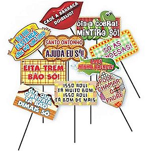 Plaquinhas Divertidas para Festa Junina - 10 Un