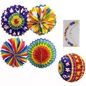 Enfeite Lanterna Junina Redonda em Papel 25cm - 1 Un