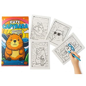 Lembrancinha Infantil - Cards para Colorir Capivara- 4 Un