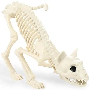 Esqueleto Gato Decoração Halloween 18cm - 1 Un