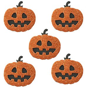 Aplique em EVA com Glitter Halloween Abóbora - 5 Un