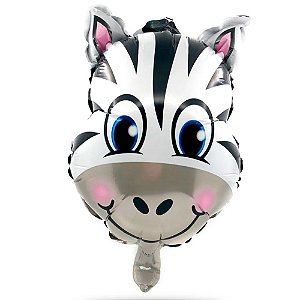 Balão Metalizado com Canudo Zebra - 1 Un