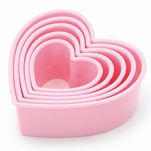 Cortador Modelador Plástico Biscoito Coração - Jogo com 5 Un - Cromus Allonsy