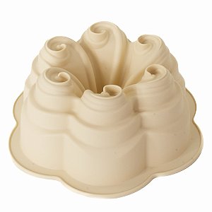Forma de Silicone Redonda Flor Bege 22x22x9cm - 1 Un - Cromus Allonsy
