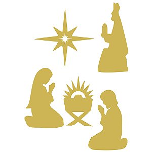 Aplique Decorativo Presépio de Natal Dourado GG - 5 Un