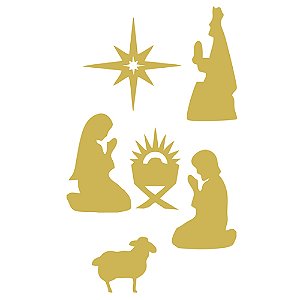 Aplique Decorativo Presépio de Natal Dourado M - 10 Un